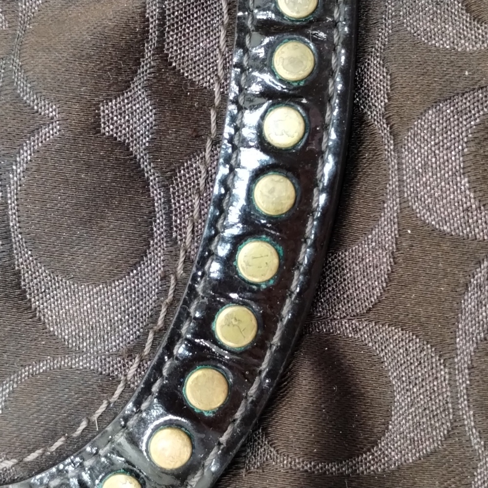 COACH Dark Brown Sparkly Signature Bag - Picture 5 of 14